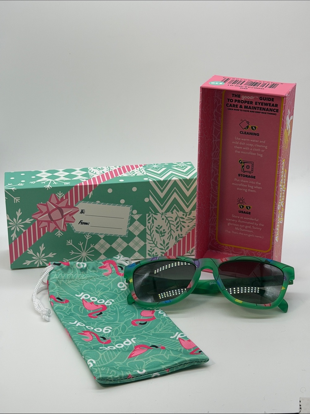Goodr Polarized Sunglasses in High Voltage Holiday Cheer Pattern NWT